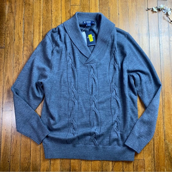 NWT Daniel Cremieux #40 Shawl Neck Cable Knit Sweater Large L New